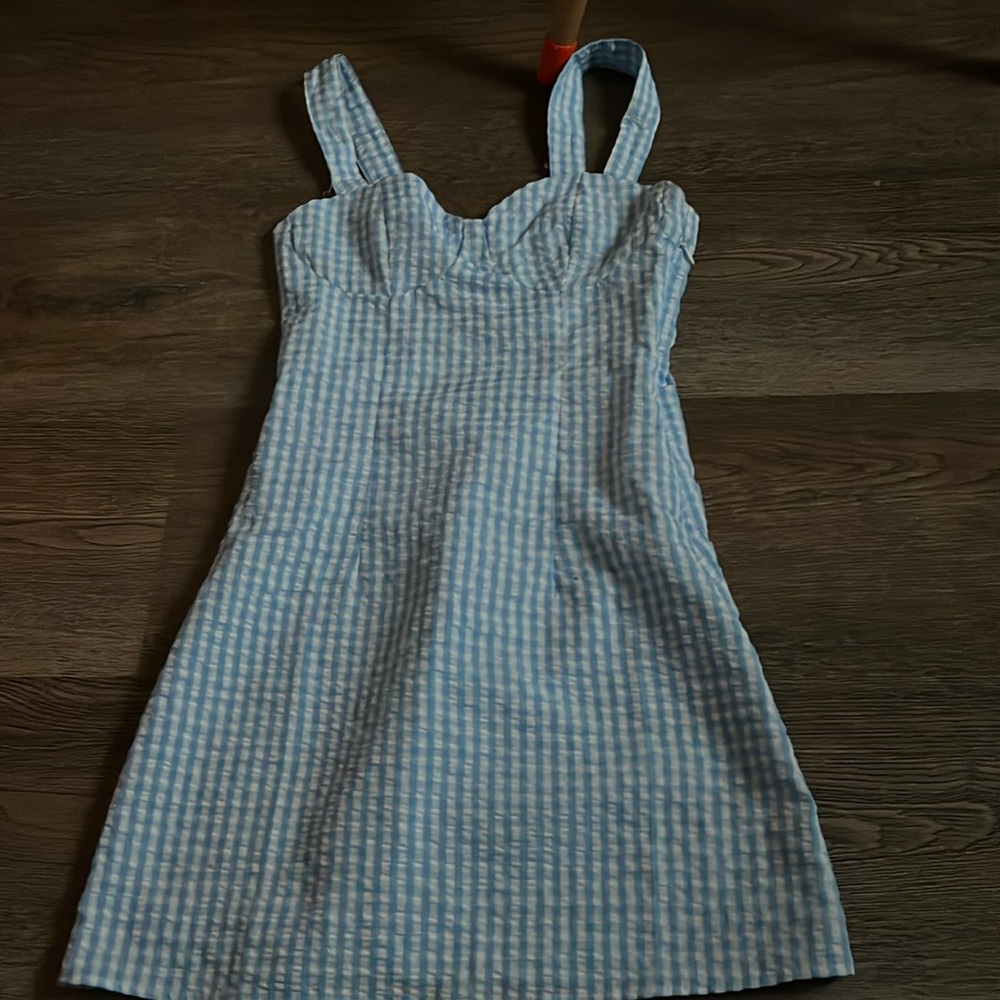 Xs blue checkered h & m dress